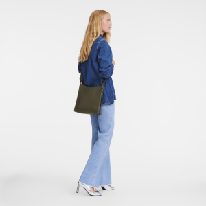 Le Foulonné M Crossbody bag Khaki – Leather