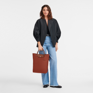 Le Pliage Green M Tote bag Chestnut – Canvas