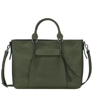 Longchamp 3D L Handbag Khaki – Leather