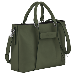 Longchamp 3D L Handbag Khaki – Leather