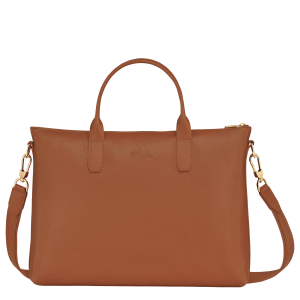Le Foulonné S Briefcase Caramel – Leather
