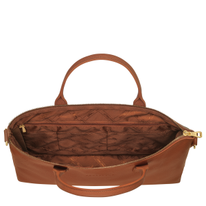 Le Foulonné S Briefcase Caramel – Leather