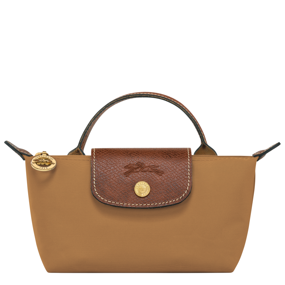 Le Pliage Original Pouch with handle Fawn - Recycled canvas