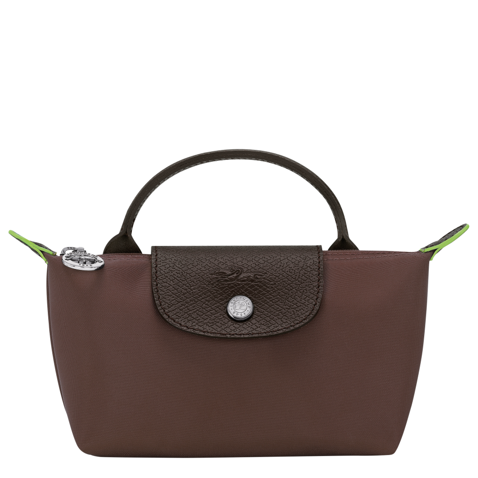 Le Pliage Green Pouch with handle Mocha - Recycled canvas