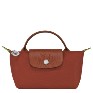 Le Pliage Green Pouch with handle Chestnut – Recycled canvas