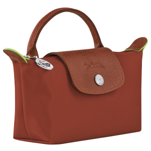 Le Pliage Green Pouch with handle Chestnut – Recycled canvas
