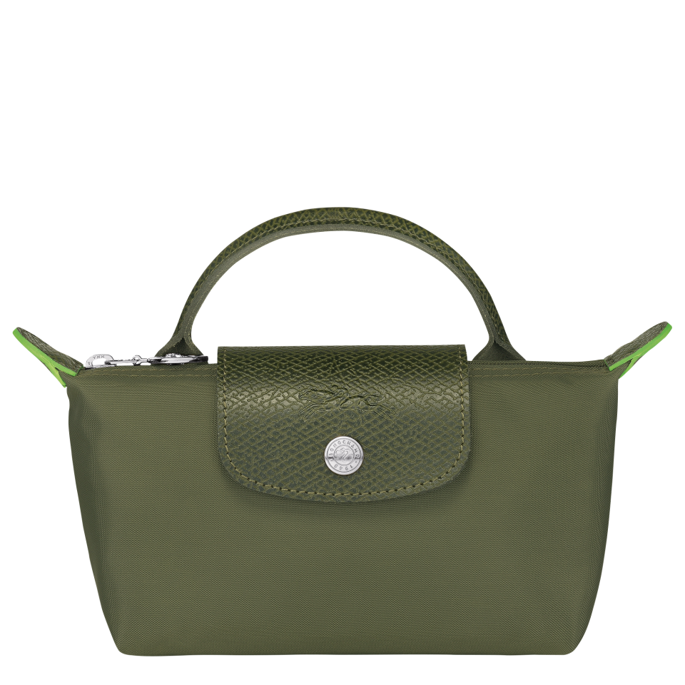 Le Pliage Green Pouch with handle Forest - Recycled canvas