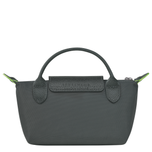Le Pliage Green Pouch with handle Graphite – Recycled canvas