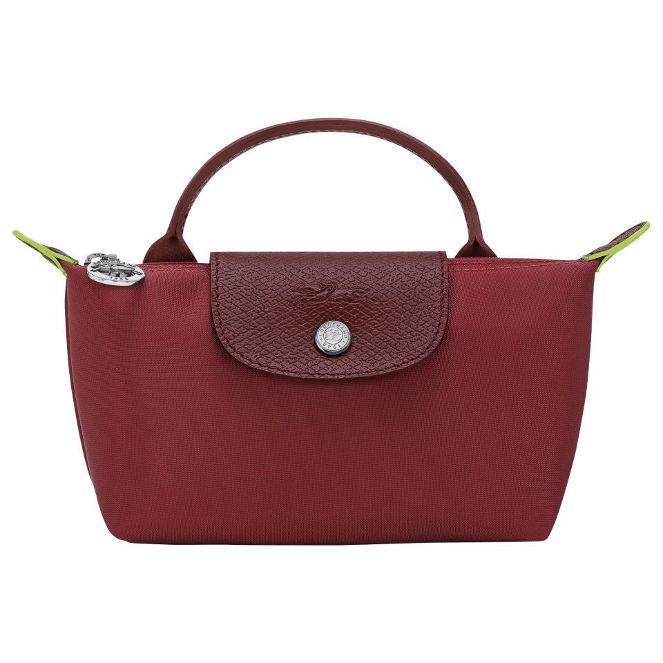 Le Pliage Green Pouch with handle Pomegranate - Recycled canvas