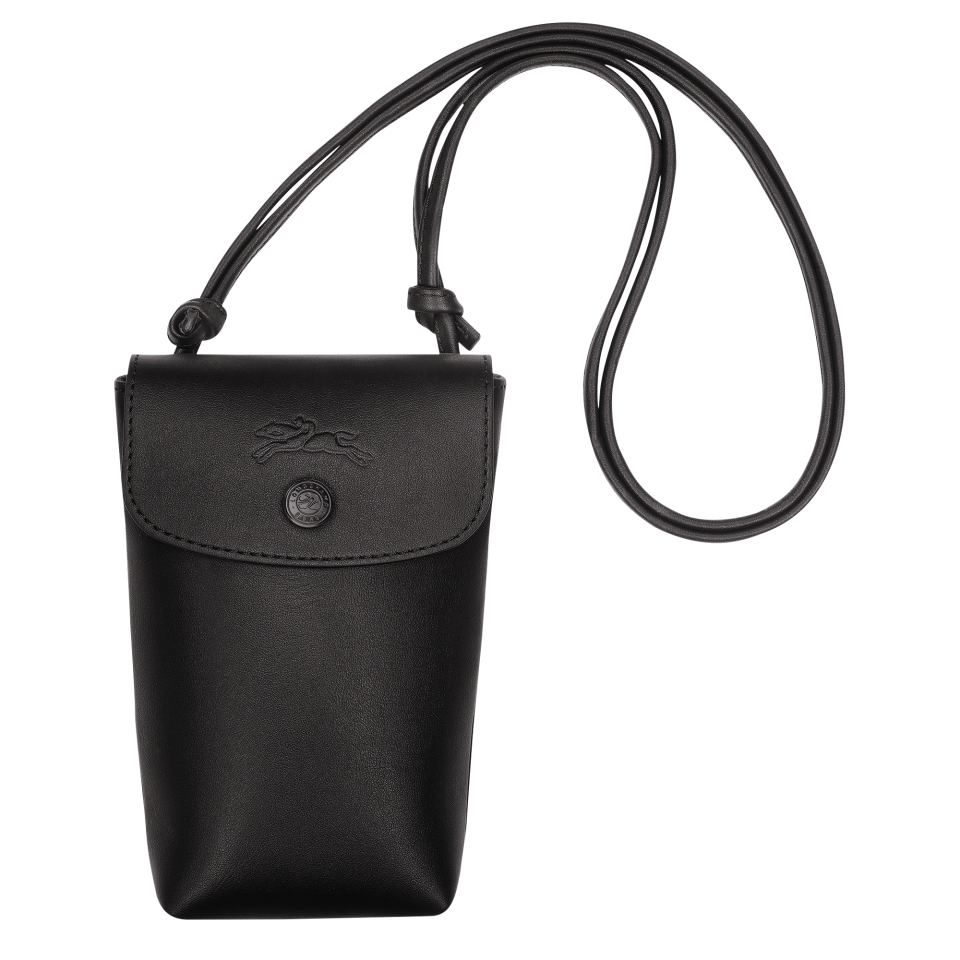 Le Pliage Xtra Phone case with leather lace Black - Leather