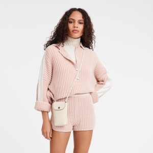 Le Pliage Xtra Phone case with leather lace Ecru – Leather