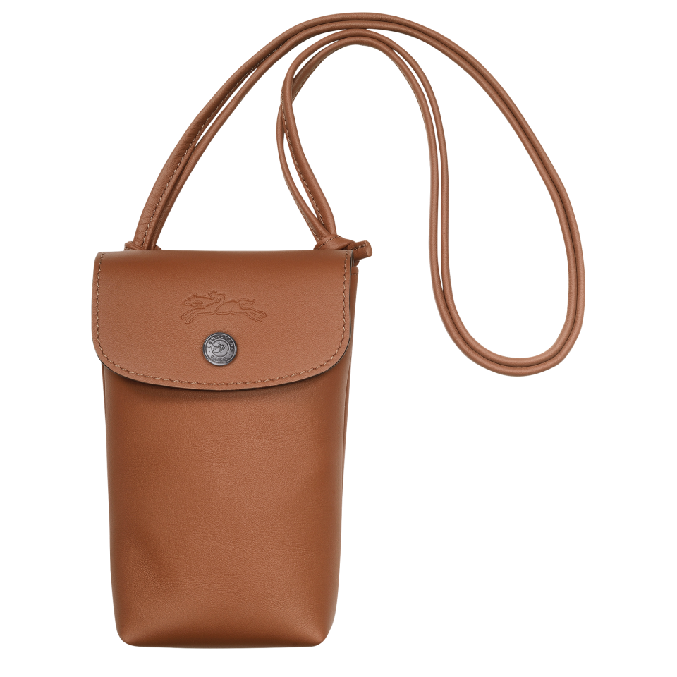 Le Pliage Xtra Phone case with leather lace Cognac - Leather