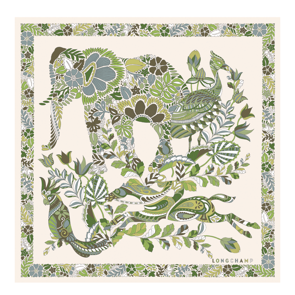 Forêt Longchamp Silk scarf 50 Laurel - Silk