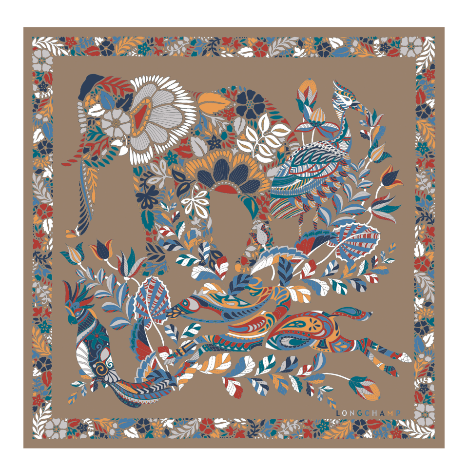 Forêt Longchamp Silk scarf 50 Clay - Silk