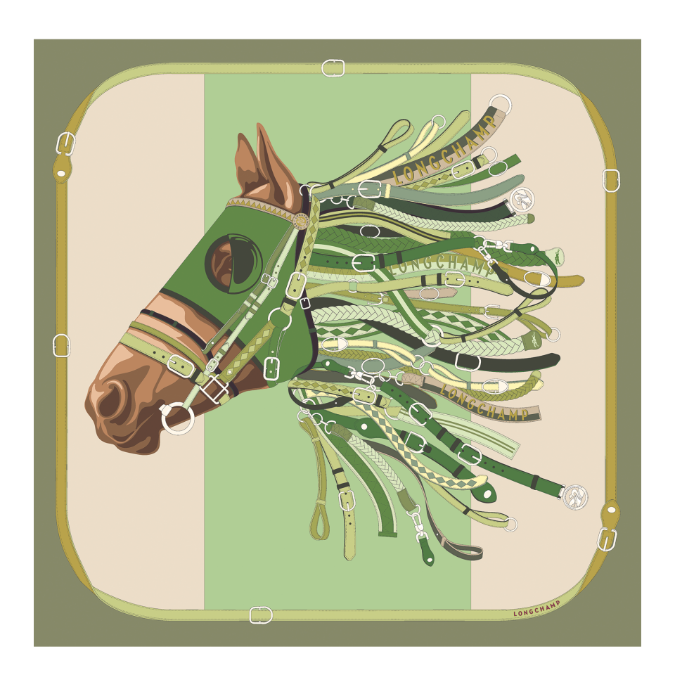 Tête de cheval Silk scarf 90 Artichoke - Silk