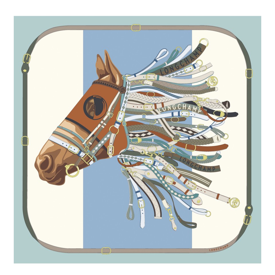Tête de cheval Silk scarf 90 Vervain - Silk