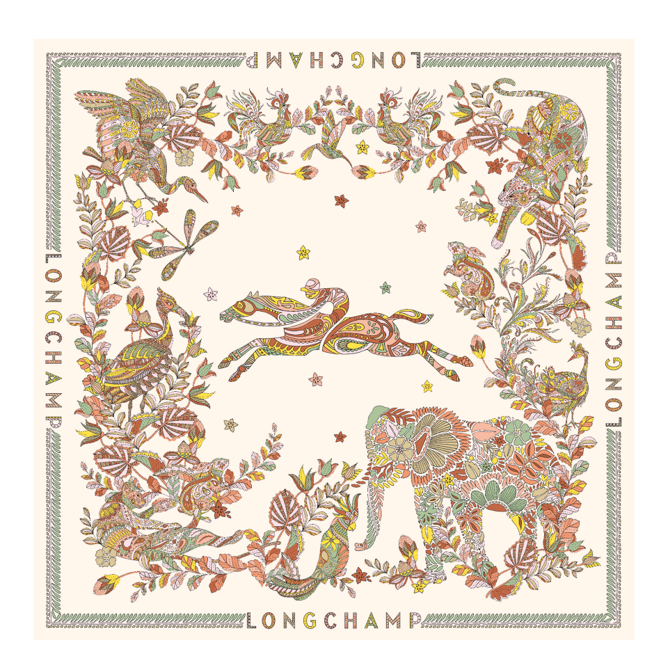 Forêt Longchamp Silk scarf 90 Ecru - Silk