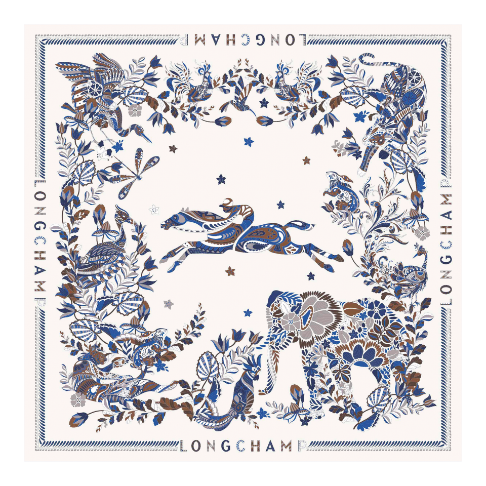 Forêt Longchamp Silk scarf 90 Atlantic - Silk
