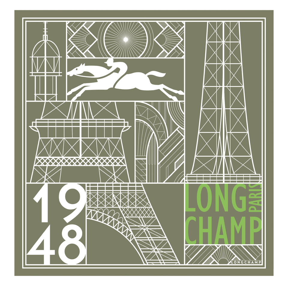 Eiffel Tower 1948 Silk scarf 50 Artichoke - Silk