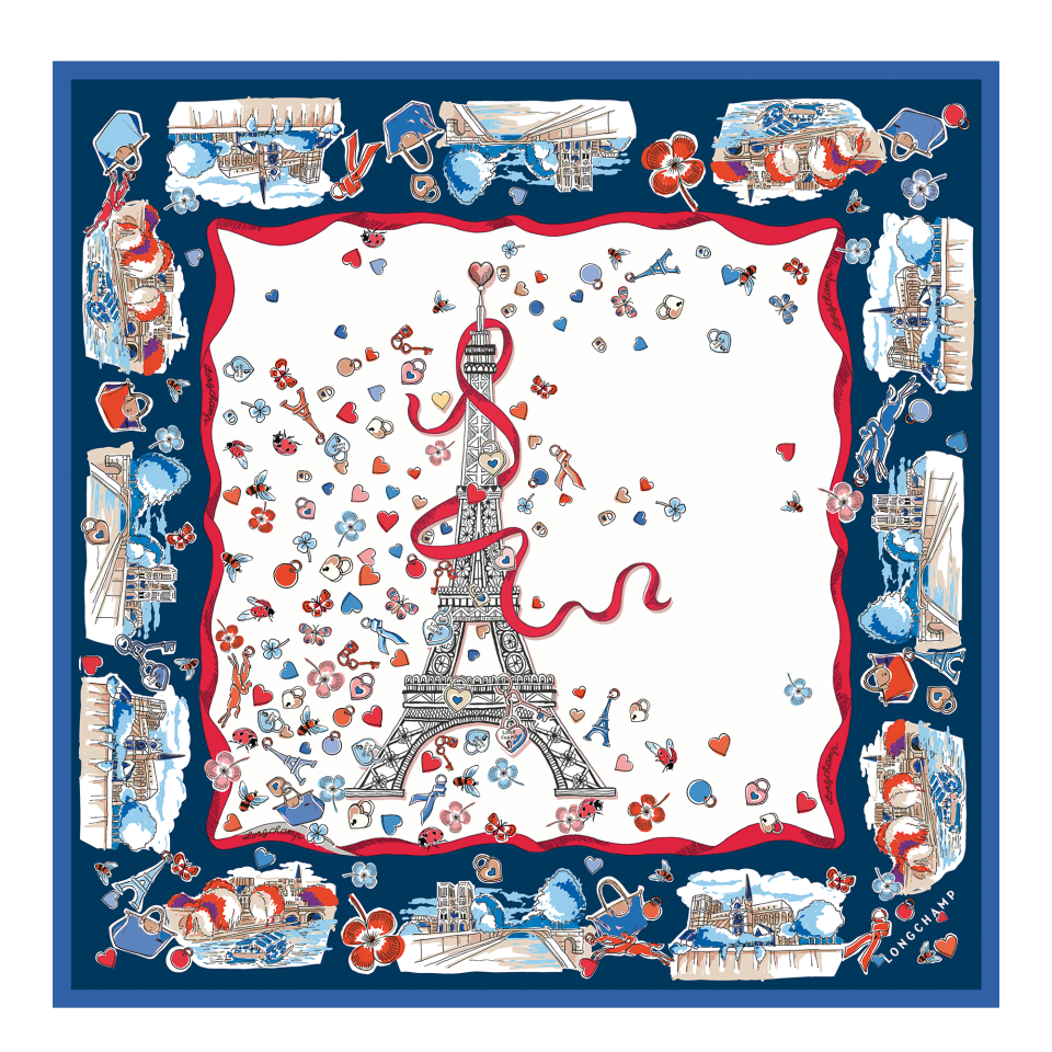 Equestrian Tower Silk scarf 50 Ecru - Silk