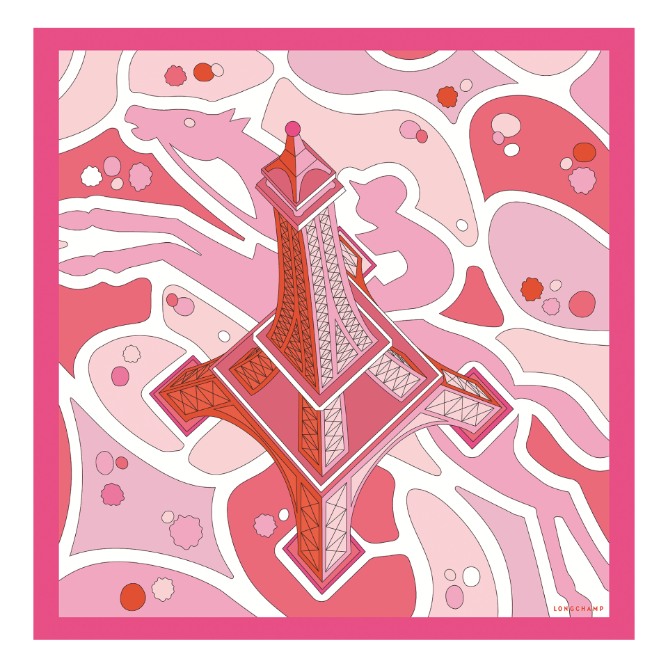 Equestrian Tower Silk scarf 70 Pink - Silk