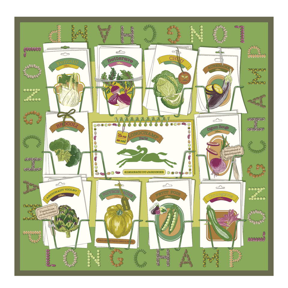 In the Vegetable Garden Silk scarf 70 Laurel - Silk