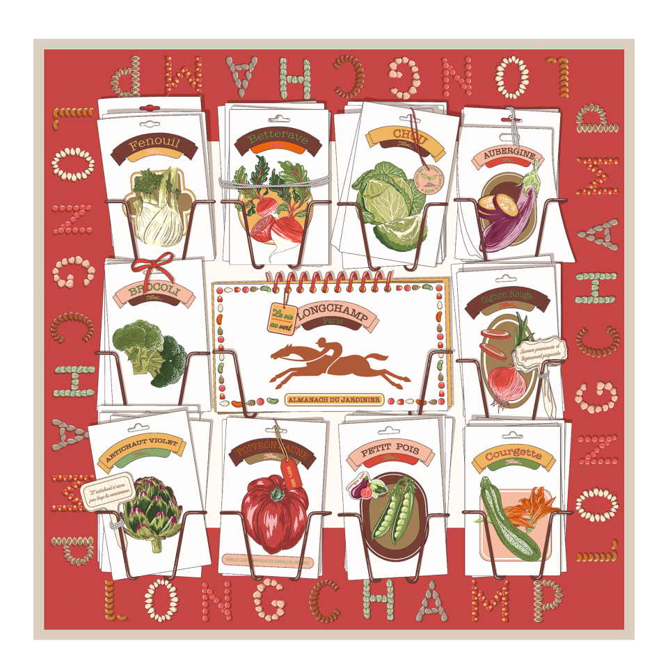 In the Vegetable Garden Silk scarf 70 Tomato - Silk