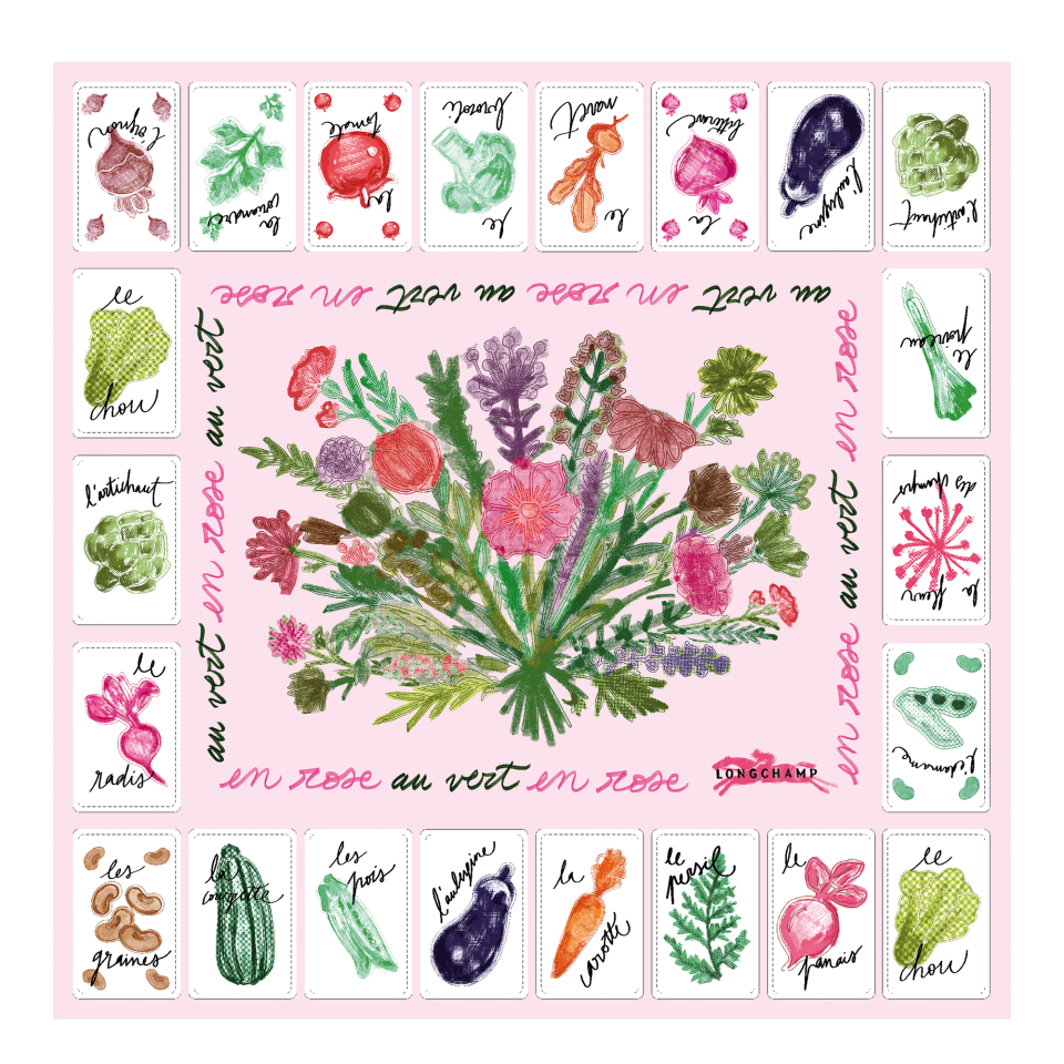 Pink and Green Silk scarf 50 Ballerina - Silk