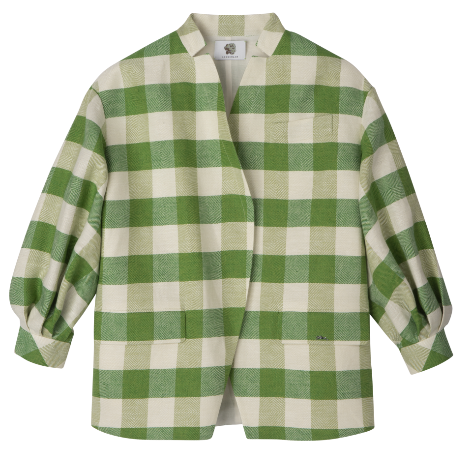 Kimono jacket Green - Vichy jacquard