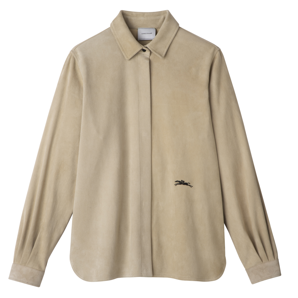 Straight leather shirt Linen - Leather