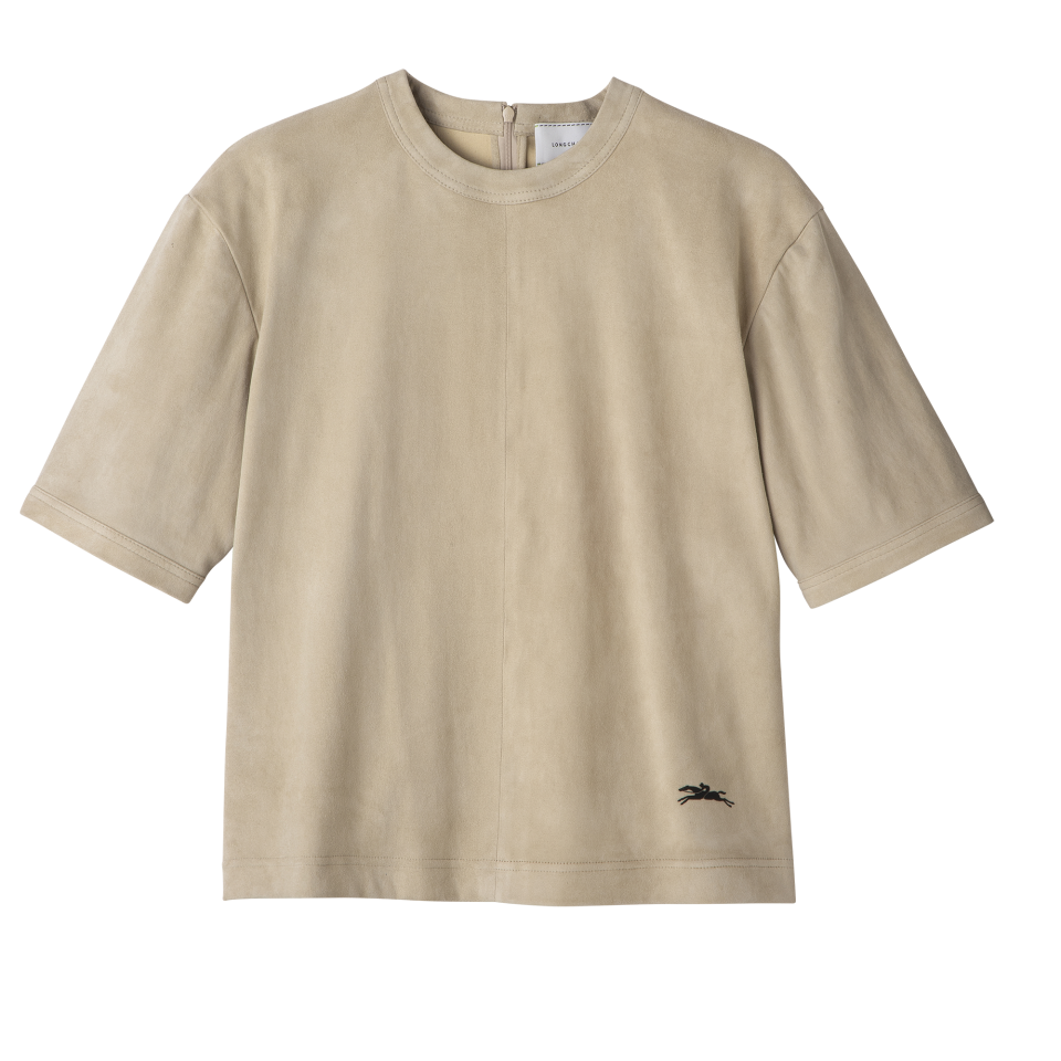 Short leather top Linen - Leather