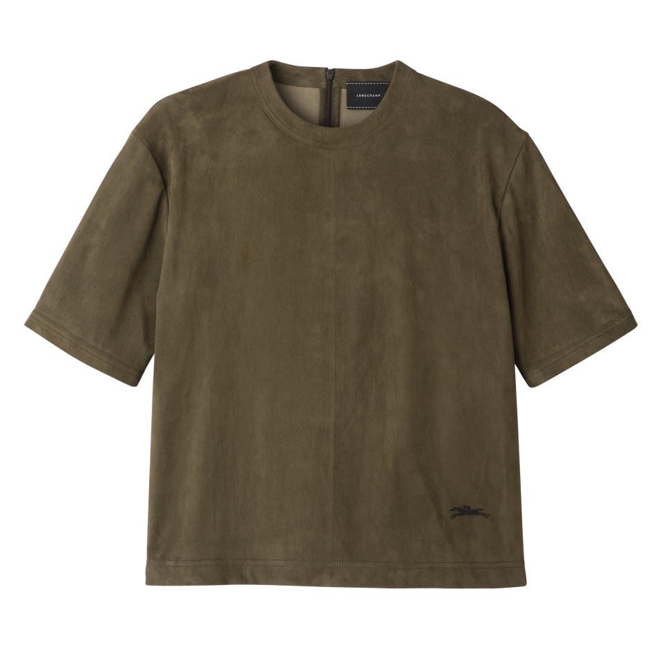 Short leather top Khaki - Leather
