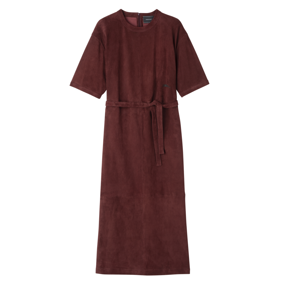 Leather long dress Burgundy - Leather