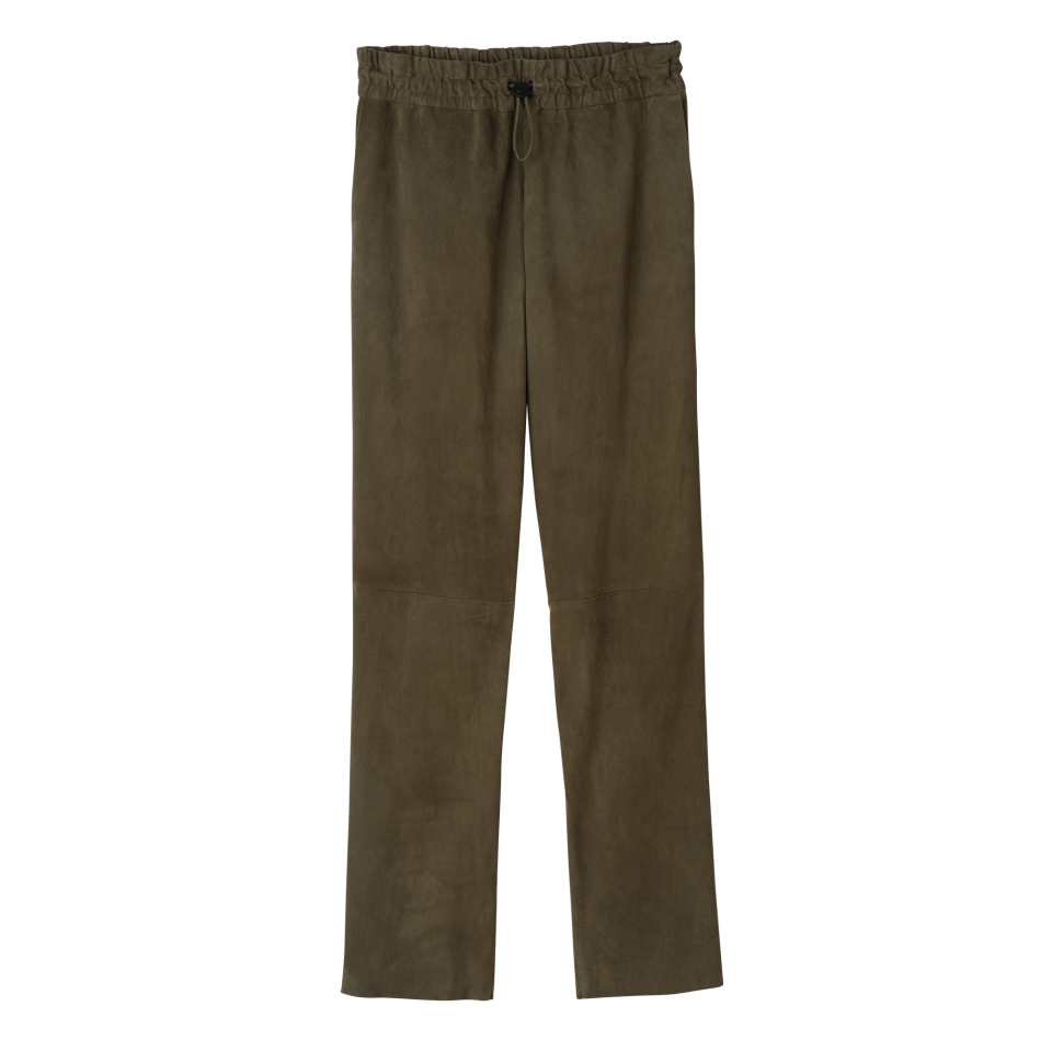 Leather straight pants Khaki - Leather