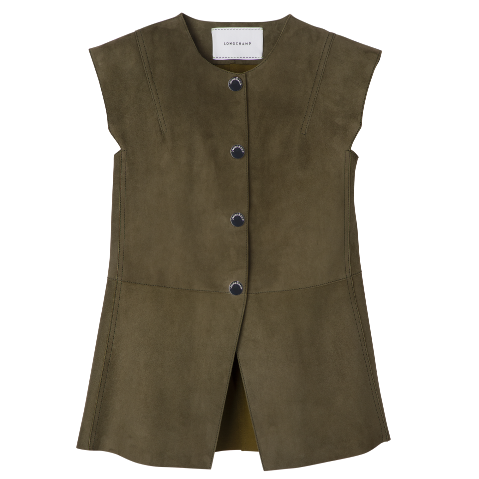 Sleeveless jacket Khaki - Leather