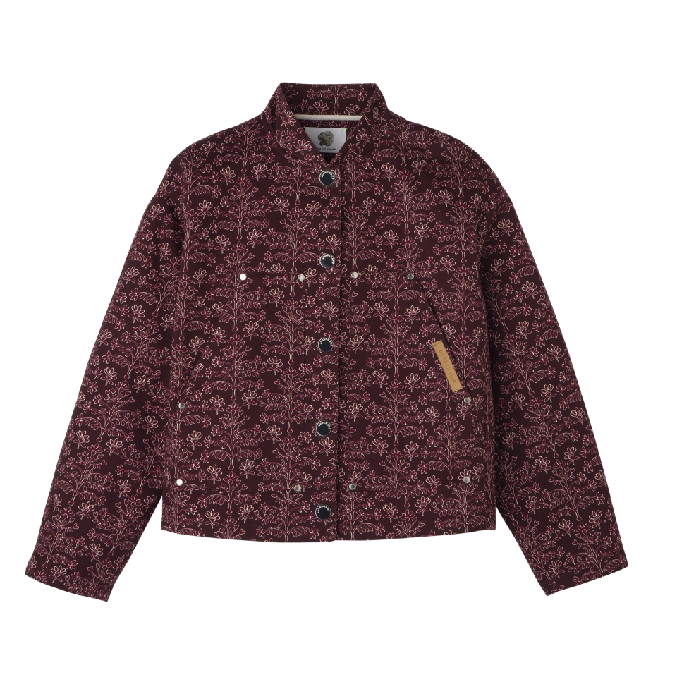 Jacket Eggplant - Printed gabardine