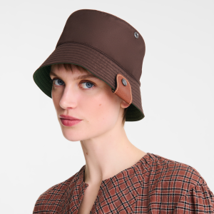 Reversible bucket hat Mocha/Green English – Technical taffeta