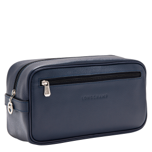 Le Foulonné Toiletry case Navy – Leather