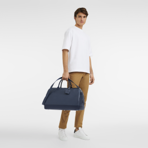 Le Foulonné L Travel bag Navy – Leather