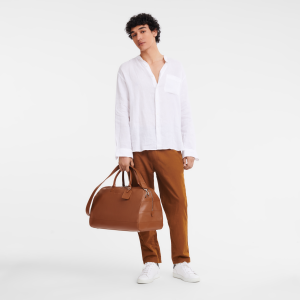 Le Foulonné L Travel bag Caramel – Leather