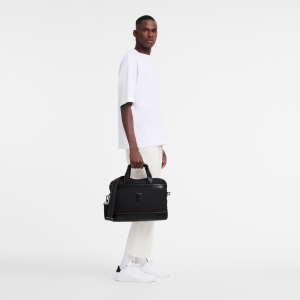 Boxford S Briefcase Black – Recycled canvas