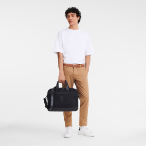 Boxford L Briefcase Black – Recycled canvas