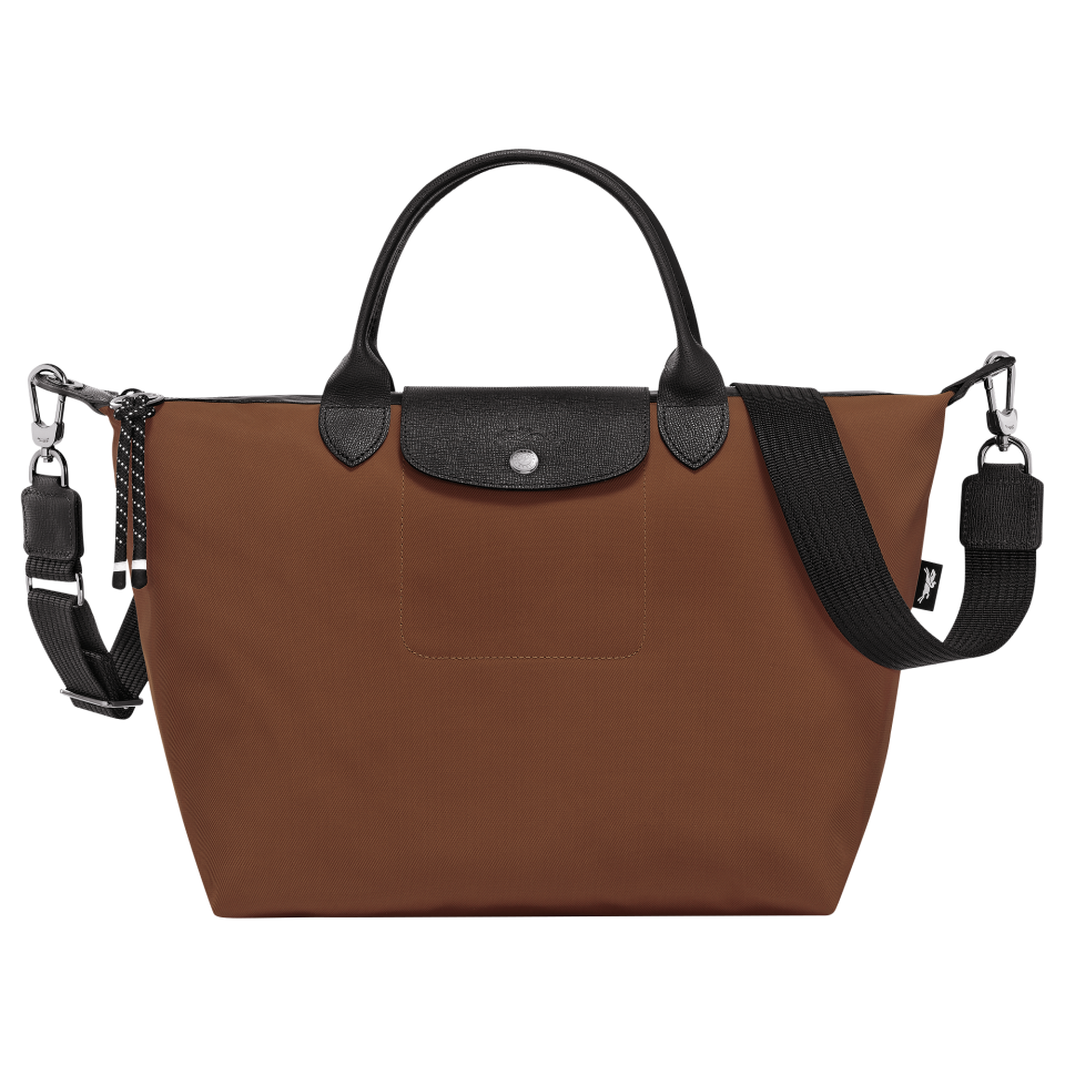 Le Pliage Energy L Handbag Chocolate - Recycled canvas