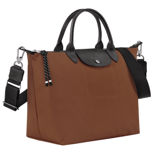 Le Pliage Energy L Handbag Chocolate – Recycled canvas