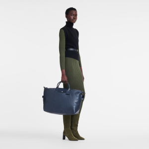 Le Foulonné L Travel bag Navy – Leather
