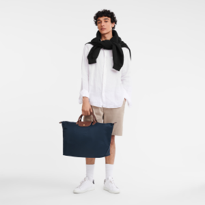 Le Pliage Original L Travel bag Navy – Recycled canvas
