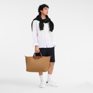 Le Pliage Original L Travel bag Fawn – Recycled canvas