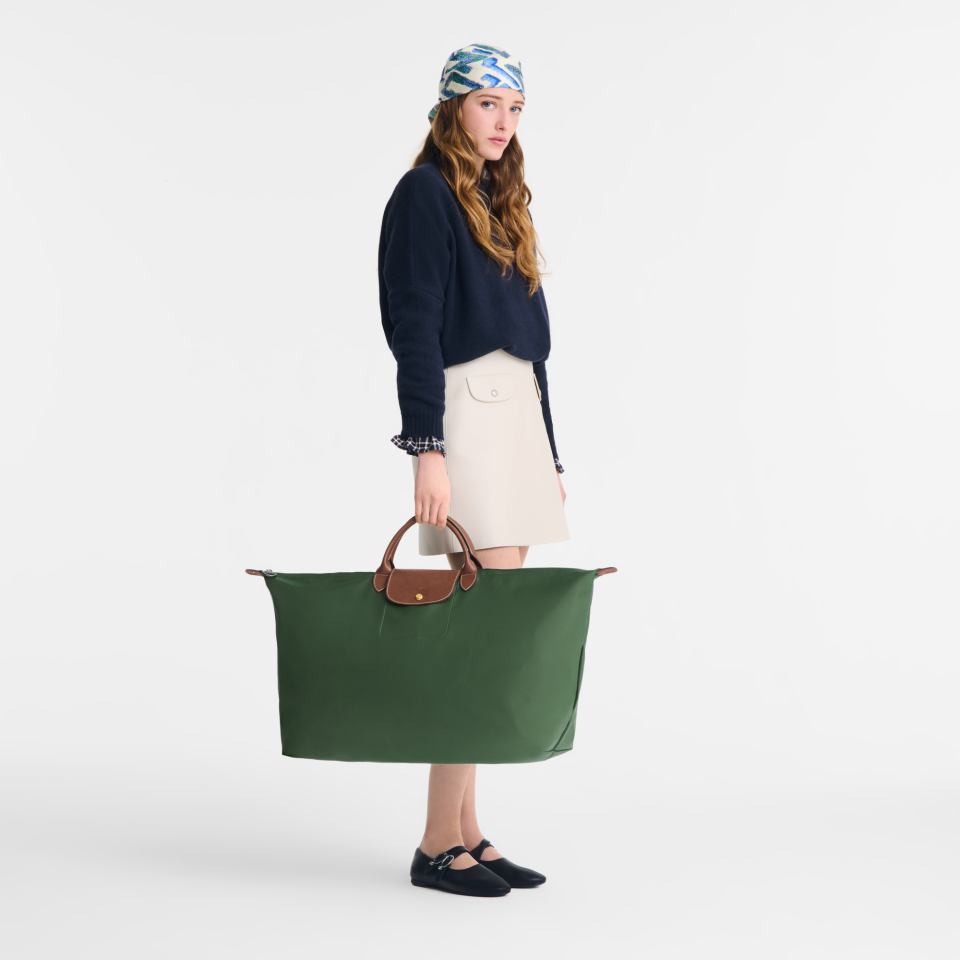 Le Pliage Original L Travel bag British Green - Recycled canvas