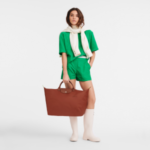 Le Pliage Green L Travel bag Chestnut – Recycled canvas