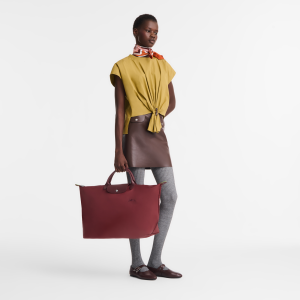 Le Pliage Green L Travel bag Pomegranate – Recycled canvas